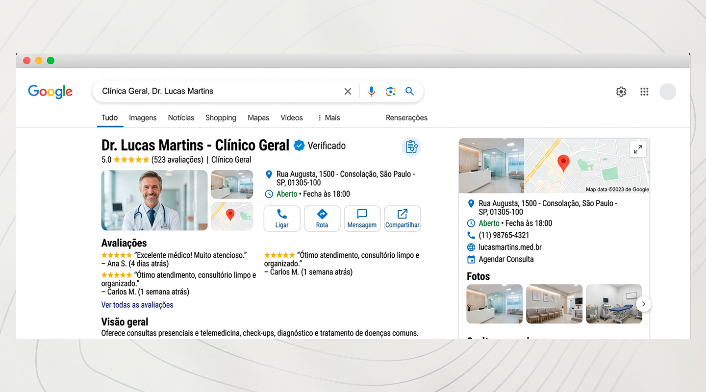 Simulação Google Meu Negócio